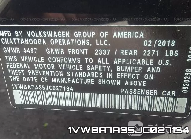1VWBA7A35JC027134 фото 10