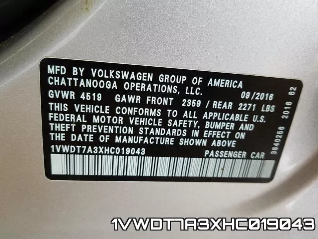 1VWDT7A3XHC019043 фото 2