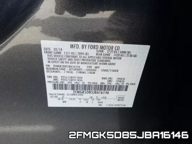2FMGK5D85JBA16146 фото 2
