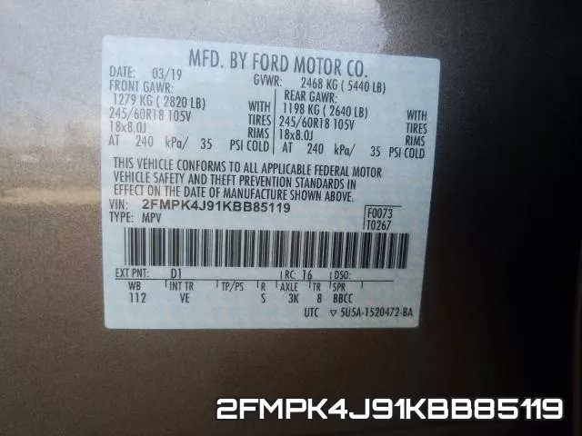 2FMPK4J91KBB85119 фото 2