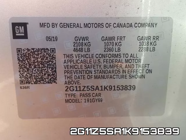2G11Z5SA1K9153839 фото 2