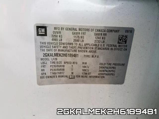 2GKALMEK2H6189481 фото 2