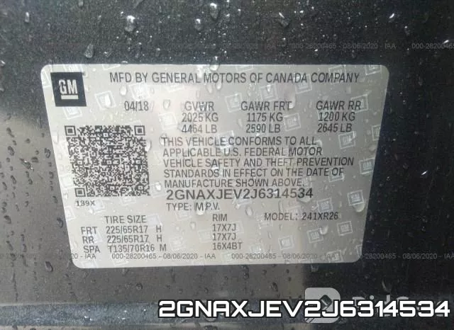 2GNAXJEV2J6314534 фото 10