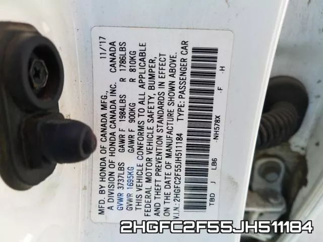 2HGFC2F55JH511184 фото 2