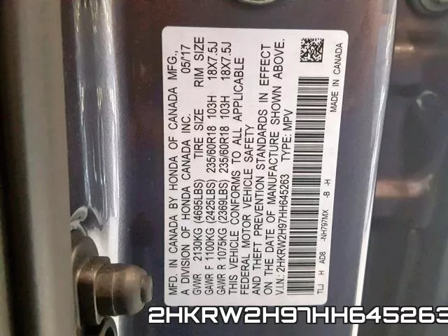 2HKRW2H97HH645263 фото 2