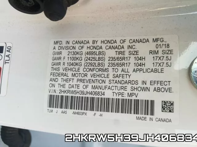 2HKRW5H39JH406834 фото 2