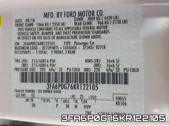 3FA6P0G76KR122105 фото 2
