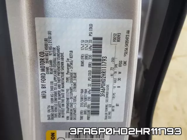 3FA6P0HD2HR111793 фото 2