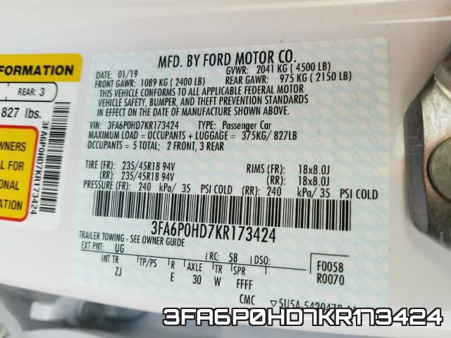 3FA6P0HD7KR173424 фото 2