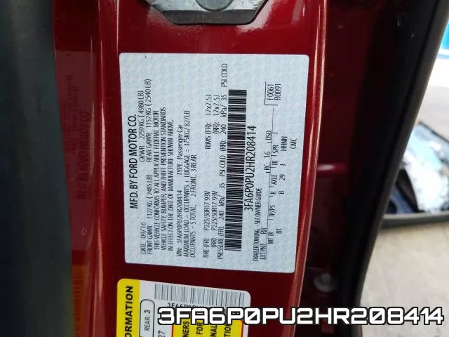 3FA6P0PU2HR208414 фото 2