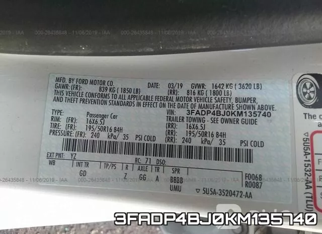 3FADP4BJ0KM135740 фото 10