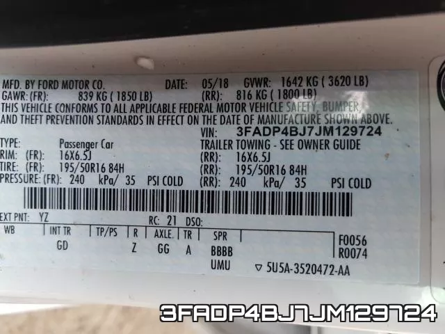 3FADP4BJ7JM129724 фото 2