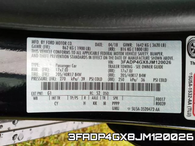 3FADP4GX8JM120026 фото 2