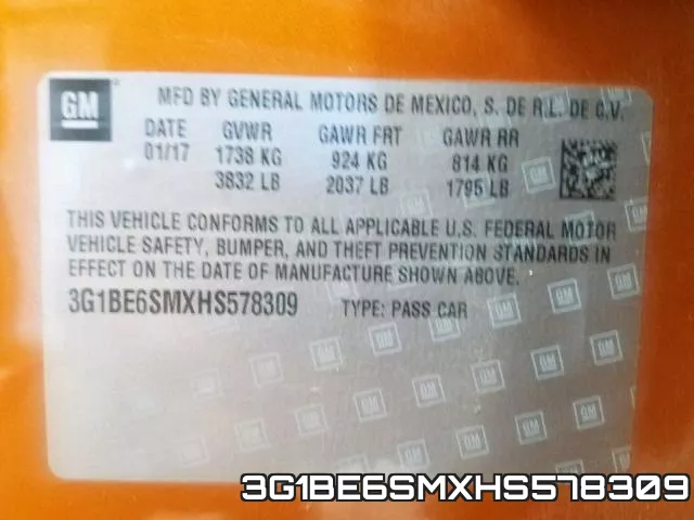 3G1BE6SMXHS578309 фото 2