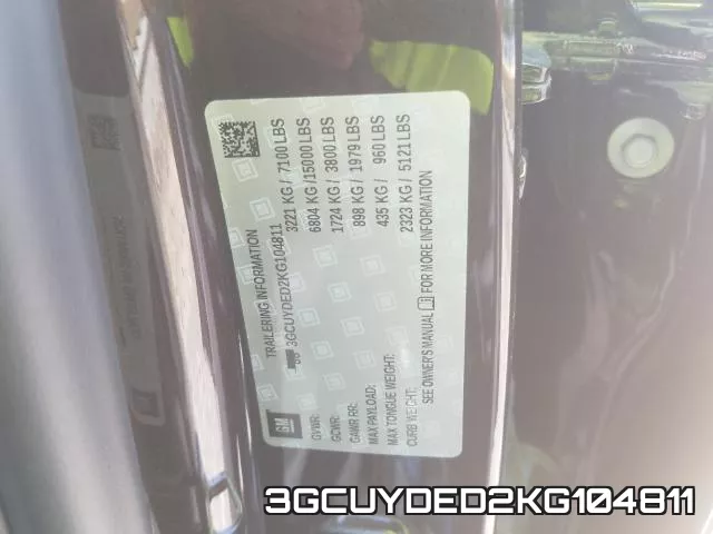 3GCUYDED2KG104811 фото 2