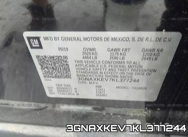 3GNAXKEV7KL377244 фото 10