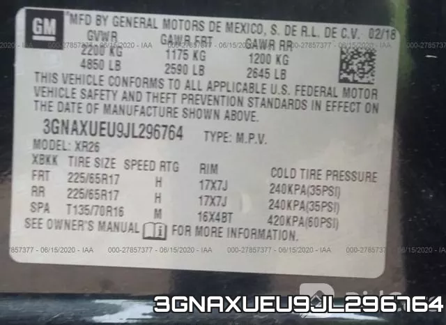 3GNAXUEU9JL296764 фото 10