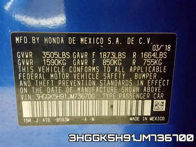 3HGGK5H91JM736700 фото 2