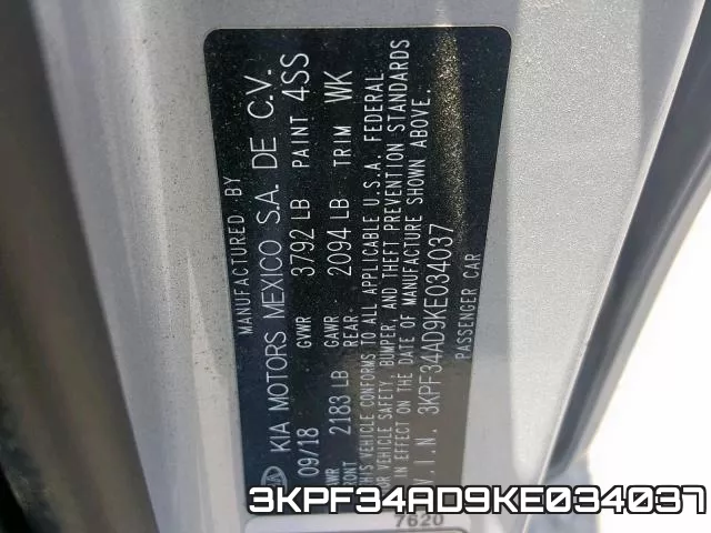 3KPF34AD9KE034037 фото 2