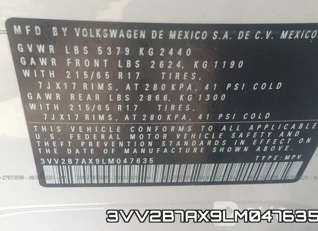 3VV2B7AX9LM047635 фото 10