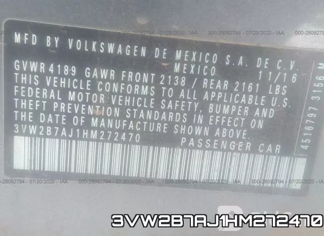 3VW2B7AJ1HM272470 фото 10