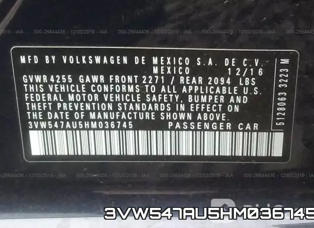3VW547AU5HM036745 фото 10