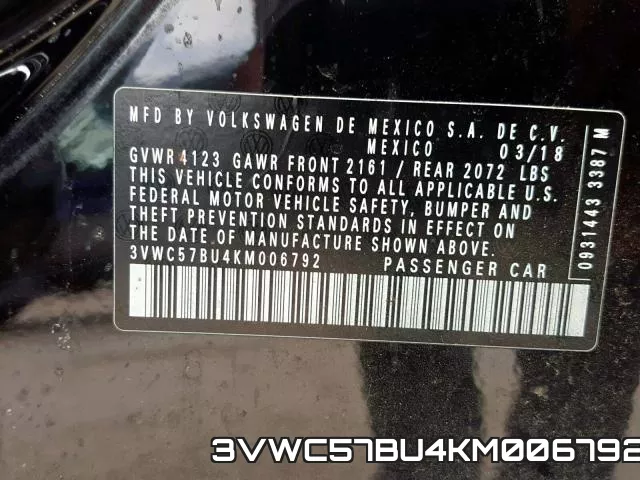 3VWC57BU4KM006792 фото 2