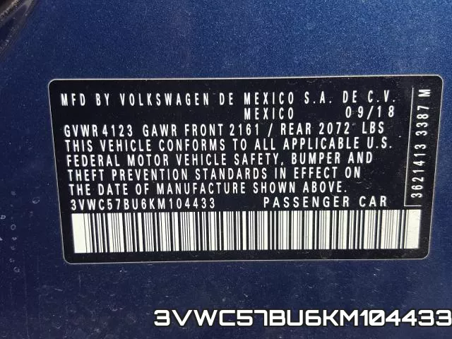 3VWC57BU6KM104433 фото 2