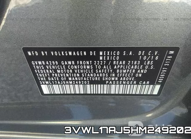 3VWL17AJ5HM249202 фото 10