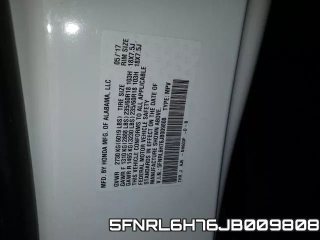 5FNRL6H76JB009808 фото 2