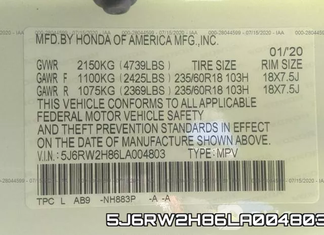 5J6RW2H86LA004803 фото 10