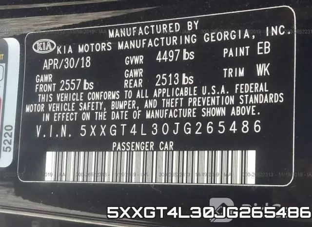 5XXGT4L30JG265486 фото 10