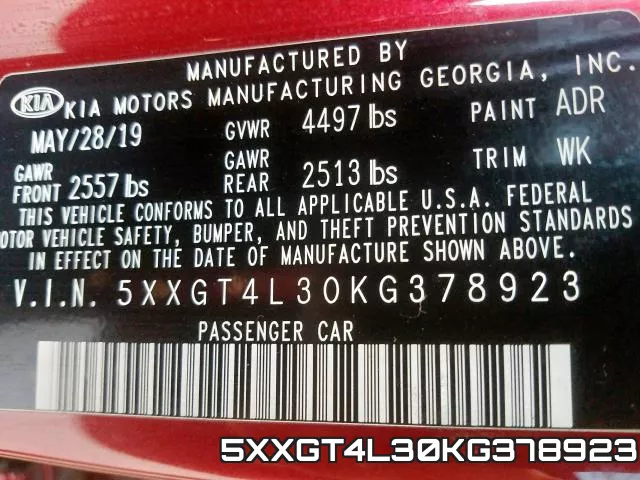 5XXGT4L30KG378923 фото 2