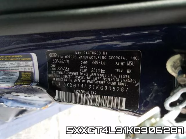 5XXGT4L31KG306287 фото 2