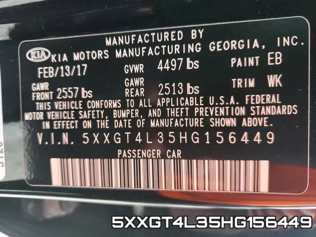 5XXGT4L35HG156449 фото 2