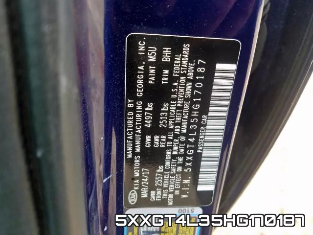 5XXGT4L35HG170187 фото 2