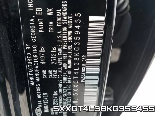 5XXGT4L38KG359455 фото 2