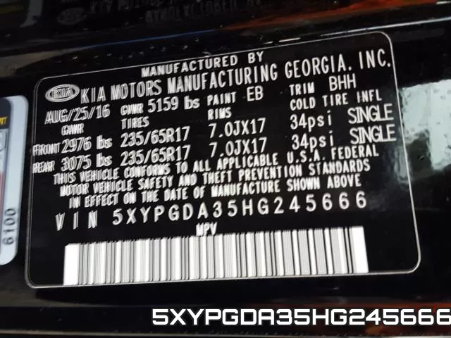 5XYPGDA35HG245666 фото 2