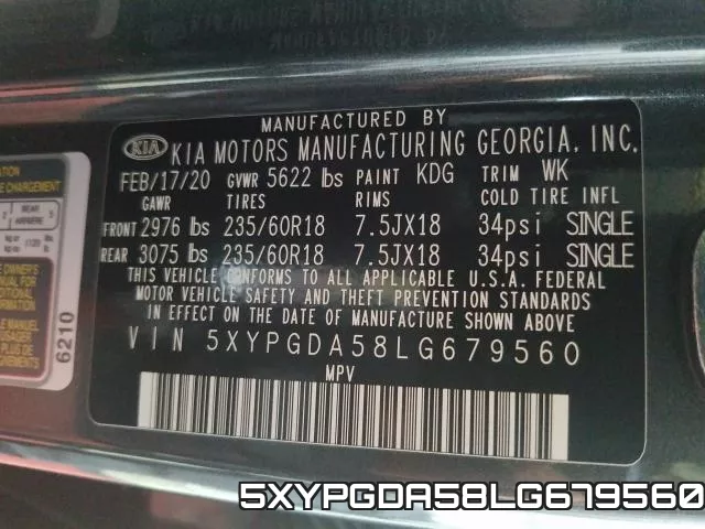 5XYPGDA58LG679560 фото 2