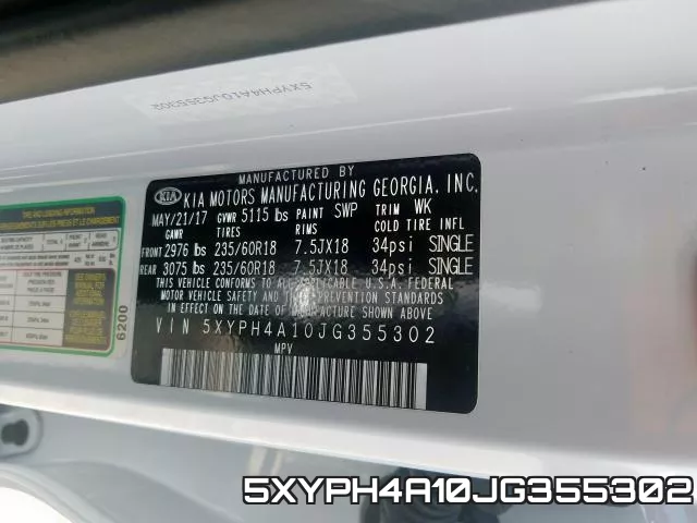 5XYPH4A10JG355302 фото 2