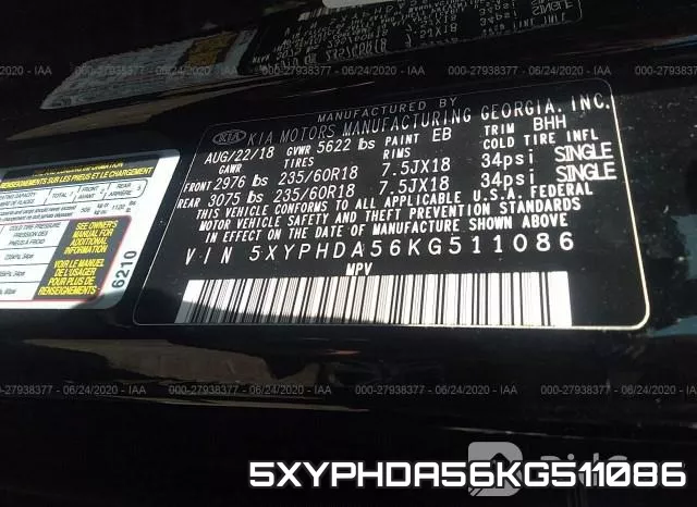 5XYPHDA56KG511086 фото 10