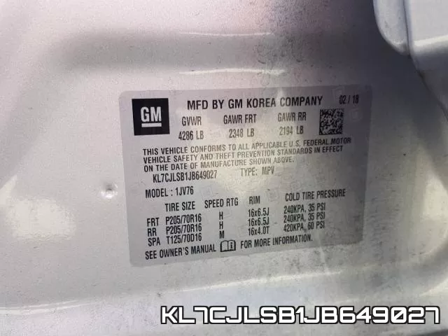 KL7CJLSB1JB649027 фото 2