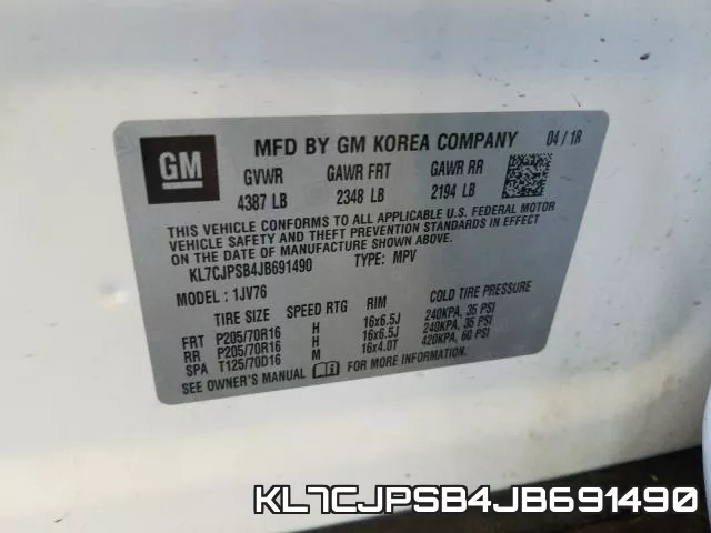KL7CJPSB4JB691490 фото 2