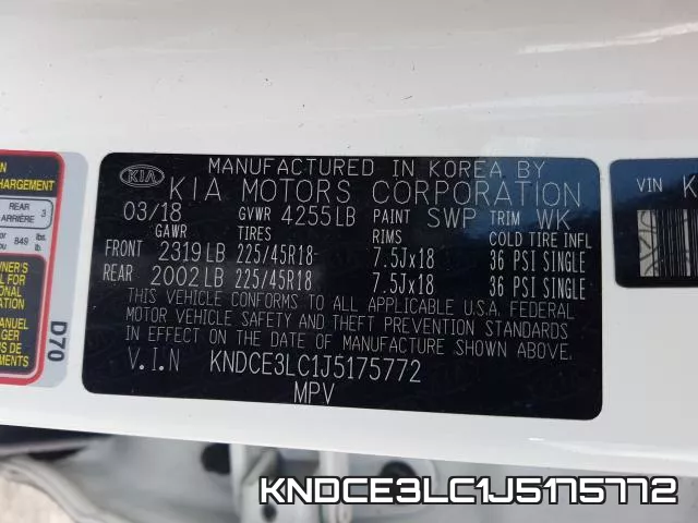 KNDCE3LC1J5175772 фото 2