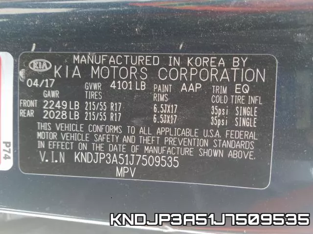 KNDJP3A51J7509535 фото 2