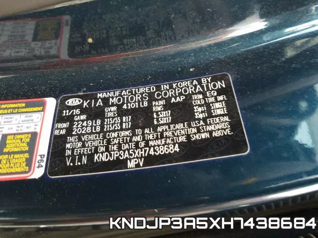 KNDJP3A5XH7438684 фото 2