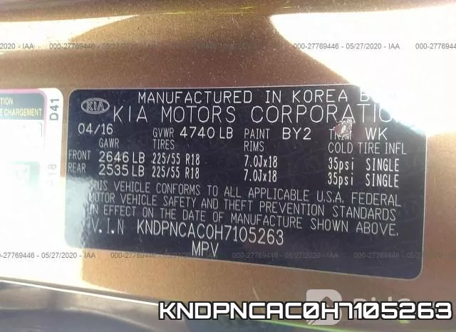 KNDPNCAC0H7105263 фото 10