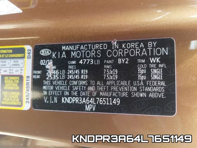 KNDPR3A64L7651149 фото 2