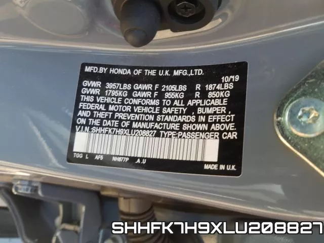 SHHFK7H9XLU208827 фото 2