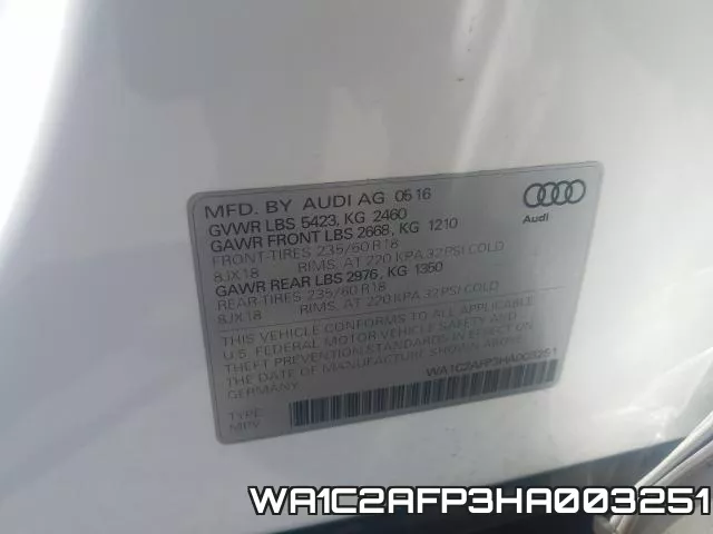 WA1C2AFP3HA003251 фото 2